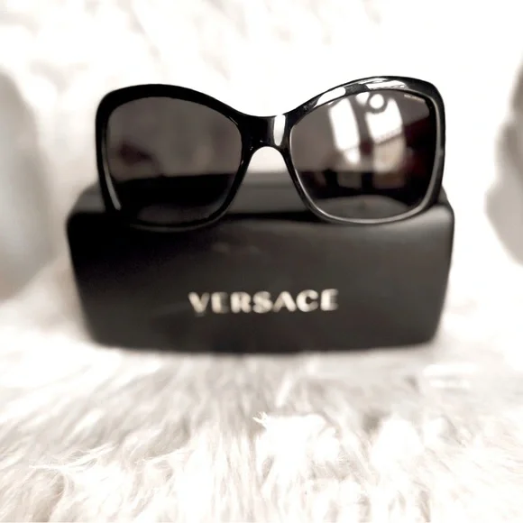 AUTHENTIC VERSACE POLARIZED SUNGLASSES + CASE - Picture 1 of 6